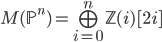 M(\mathbb{P}^n) = \bigoplus_{i=0}^n \mathbb{Z}(i)[2i]