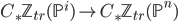 C_\ast \mathbb{Z}_{tr}(\mathbb{P}^i) \to C_\ast \mathbb{Z}_{tr}(\mathbb{P}^n)