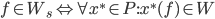 f \in W_s \Leftrightarrow \forall x^\ast \in P : x^\ast(f) \in W