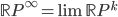 \mathbb{R}P^\infty = \lim \mathbb{R}P^k