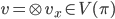 v = \otimes v_x \in V(\pi)